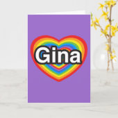 Ik hou van Gina. Ik hou van je Gina. Hart Kaart (Gele Bloem)