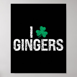 Ik hou van Gingers Redhead Shamrock Clover St. Pat Poster
