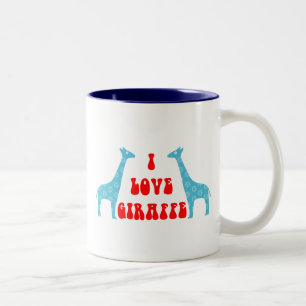 Ik hou van Giraffe (blauw) Tweekleurige Koffiemok