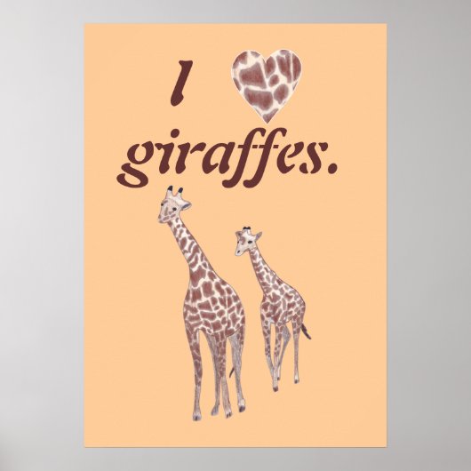 Ik hou van giraffen, moeder kind giraf poster (Voorkant)