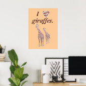 Ik hou van giraffen, moeder kind giraf poster (Thuiskantoor)