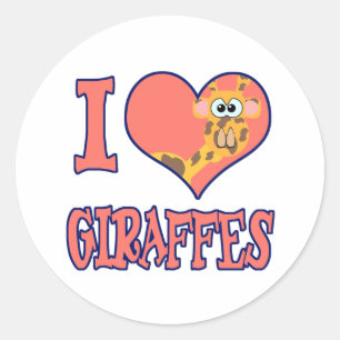 Ik hou van giraffen ronde sticker