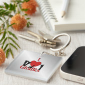 Ik hou van Giraffen Zilver Sleutelhanger (Voorkant Rechts)