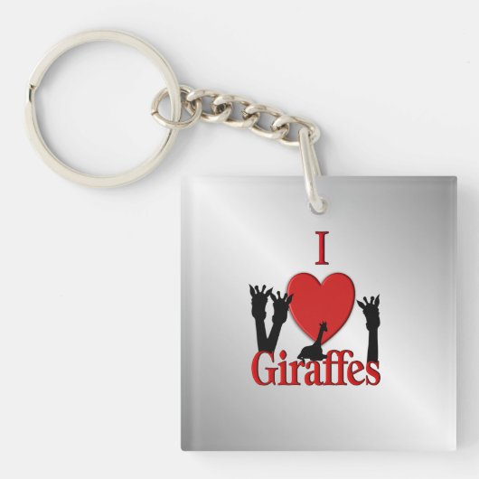 Ik hou van Giraffen Zilver Sleutelhanger (Voorkant)