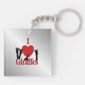 Ik hou van Giraffen Zilver Sleutelhanger (Achterkant)