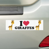 Ik hou van Giraffes Bumpersticker (Op auto)