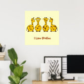 Ik hou van Giraffes die Cartoons Kinder houden. Poster (Thuiskantoor)