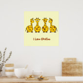 Ik hou van Giraffes die Cartoons Kinder houden. Poster (Keuken)