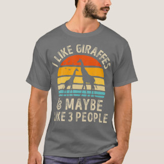 Ik hou van Giraffes en misschien 3 mensen Funny Gi T-shirt