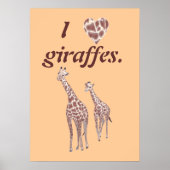 Ik hou van giraffes, moeder kind giraffe poster (Voorkant)