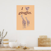 Ik hou van giraffes, moeder kind giraffe poster (Keuken)