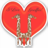 Ik hou van Giraffes! Red Heart Sticker (Voorkant)
