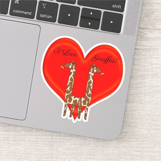 Ik hou van Giraffes! Red Heart Sticker (Detail)