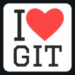 Ik hou van git vierkante sticker<br><div class="desc">Ik hou van git,  voor tech liefhebbers</div>