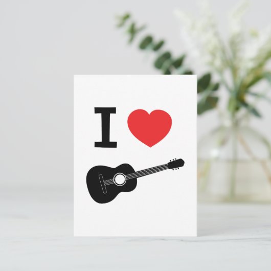 Ik hou van gitaar briefkaart (Staand voorkant)
