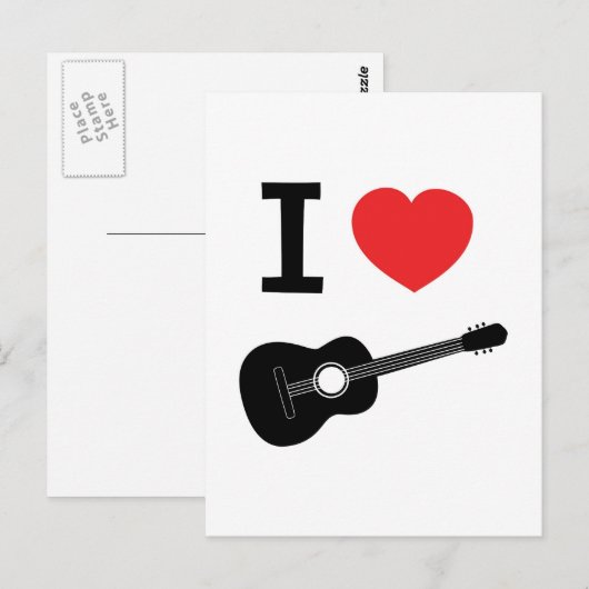 Ik hou van gitaar briefkaart (Voorkant / Achterkant)