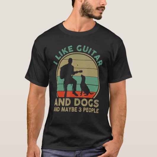 Ik hou van gitaar en honden en misschien 3 mensen  t-shirt (Voorkant)