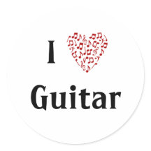 Ik hou van gitaar Rode Hart van muzieknoten