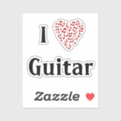 Ik hou van gitaar Rood hart van muzieknoten vinyl Sticker (Vel)