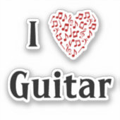 Ik hou van gitaar Rood hart van muzieknoten vinyl Sticker (Voorkant)