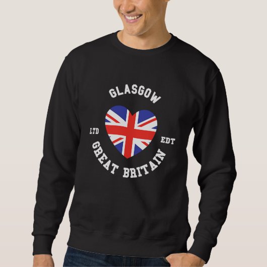Ik hou van GLASGOW Groot-Brittannië, hartvlag badg Trui (Voorkant)