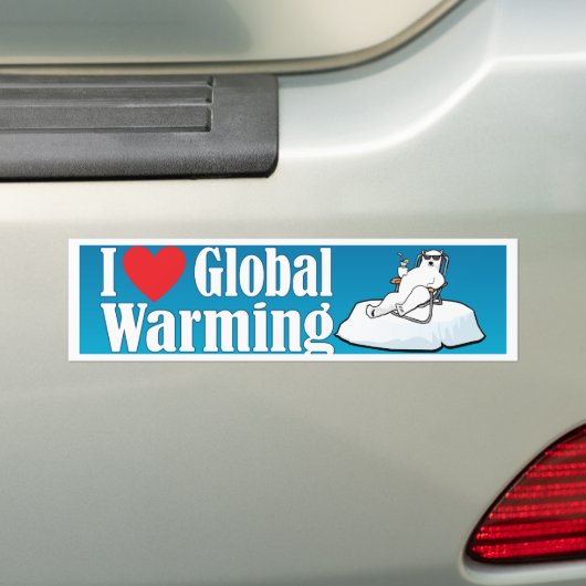 Ik hou van Global Warming Bumpersticker (Op auto)