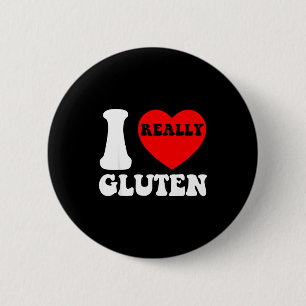 Ik hou van Gluten Ik Hart Gluten Calorieën Koolhyd Ronde Button 5,7 Cm