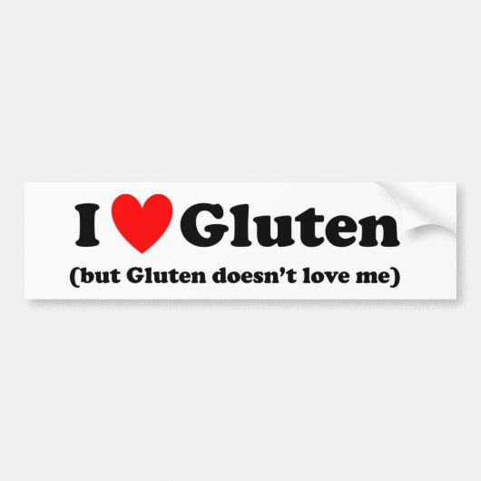 Ik hou van Gluten (maar Gluten houdt niet van mij) Bumpersticker (Voorkant)