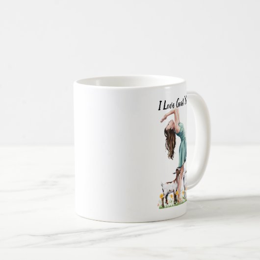 Ik hou van Goat Yoga Typografie, Schattige Meisje  Koffiemok (Voorkant rechts)