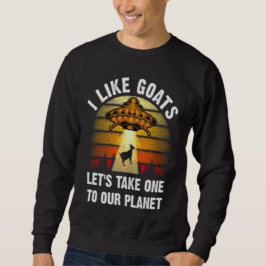 Ik hou van Goats Space Alien Thémed Spaceship Astr Trui (Voorkant)