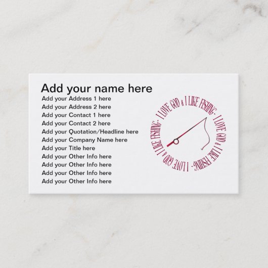 Ik hou van God en ik hou van vissen Visitekaartje (Voorkant)