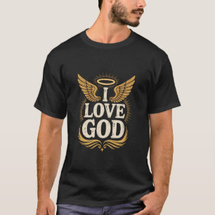Ik hou van God Engelenvleugels Halo Spiritueel T-shirt