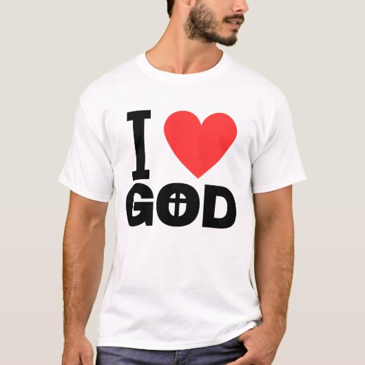 Ik hou van God gecentreerd kruis T-shirt (Voorkant)