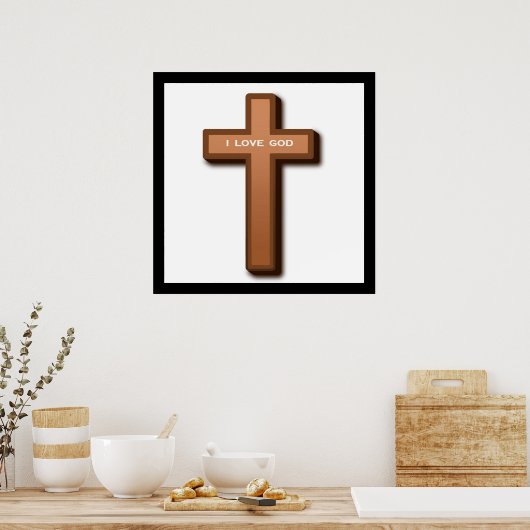 "IK HOU VAN GOD" KRUIS POSTER (Keuken)