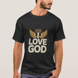 Ik hou van God Religieuze Engelenvleugels Halo T-shirt