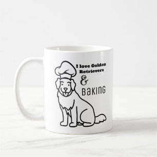 Ik hou van Golden Retrievers en Baking Line Art Koffiemok
