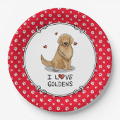 Ik hou van Goldens Ik hou van Golden Retrievers Cu Papieren Bordje (Voorkant)