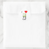 Ik hou van golf (4) ronde sticker (Tas)