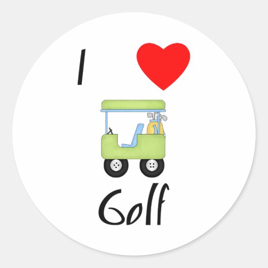 Ik hou van golf (4) ronde sticker (Voorkant)