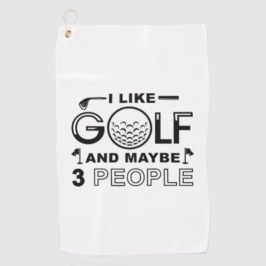 Ik hou van Golf en misschien 3 mensen Golfhanddoek (Voorkant)