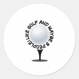 Ik hou van golf en misschien 3 mensen, grappig cad ronde sticker