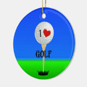 Ik hou van golf, golfbal op tee keramisch ornament