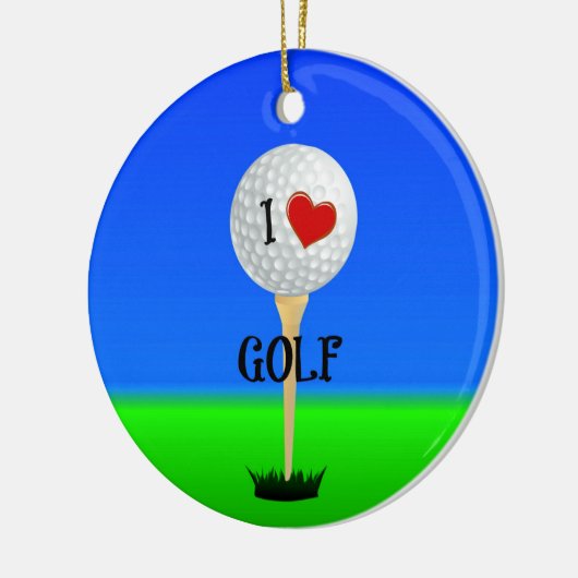 Ik hou van golf, golfbal op tee keramisch ornament (Links)