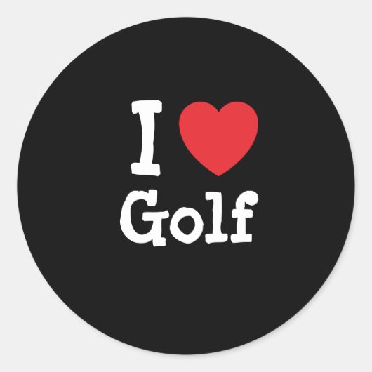 Ik hou van Golf hart op maat gepersonaliseerd Ronde Sticker (Voorkant)