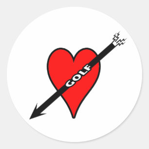 Ik hou van Golf Heart Ronde Sticker