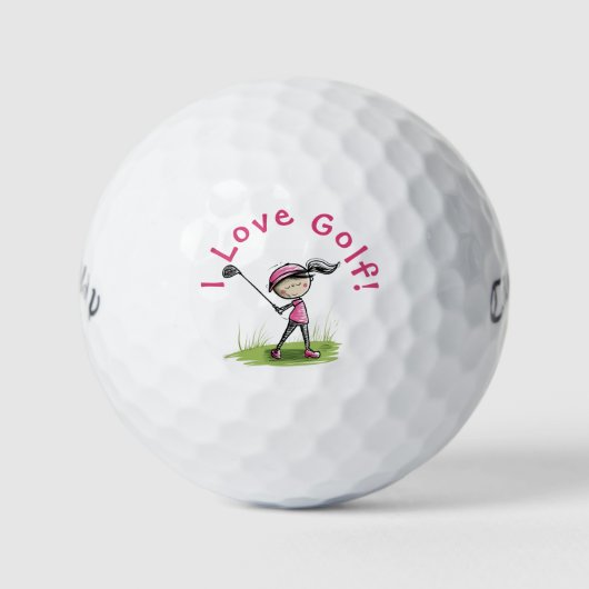 "Ik hou van golf" Leuke Golf Gal Golf Ball Golfballen (Voorkant)
