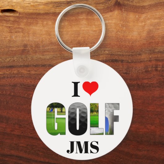 Ik hou van Golf Monogram Sleutelhanger (Voorkant)