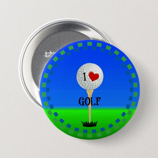 Ik hou van Golf Ronde Button 7,6 Cm (Voorkant /achterkant)