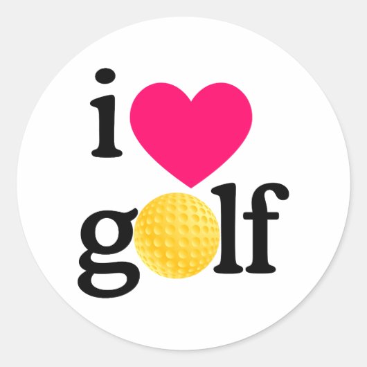 Ik hou van golf ronde sticker (Voorkant)