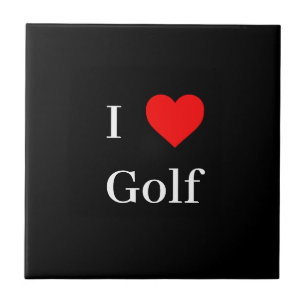 Ik hou van Golf Typografie & Red Heart Black Tegeltje